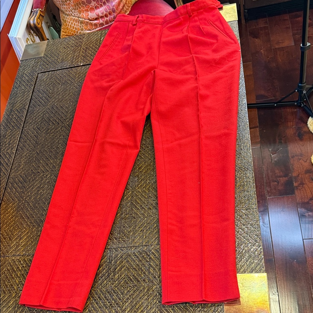 Carla Carini Sz 44 Wool Vibrant Red Trousers
